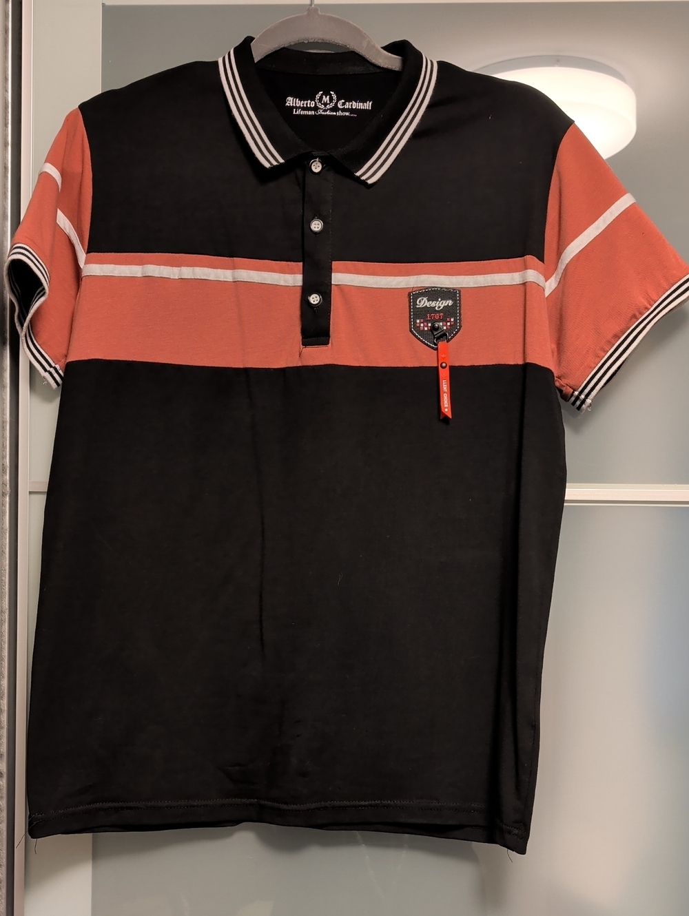 Alberto Cardinali Black & Rust Stripe Polo